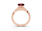 Rose gold Heart Cut Garnet  Halo Twist Band Solitaire Prong Setting Ring_39