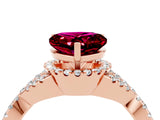 Rose gold Heart Cut Garnet  Halo Twist Band Solitaire Prong Setting Ring_40