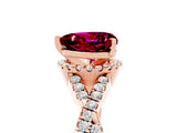 Rose gold Heart Cut Garnet  Halo Twist Band Solitaire Prong Setting Ring_41