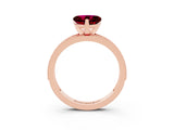Rose gold Heart Cut Garnet Milgrain Pavé Engagement Ring with Four-Prong Setting_15