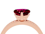 Rose gold Heart Cut Garnet Milgrain Pavé Engagement Ring with Four-Prong Setting_16
