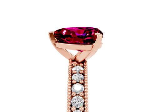 Rose gold Heart Cut Garnet Milgrain Pavé Engagement Ring with Four-Prong Setting_17