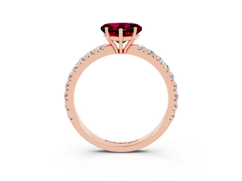 Rose gold Heart Cut Garnet Pavé Solitaire Engagement Ring with Four-Prong Setting_15