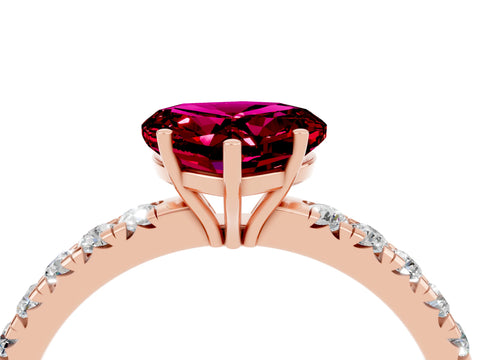 Rose gold Heart Cut Garnet Pavé Solitaire Engagement Ring with Four-Prong Setting_16