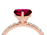 Rose gold Heart Cut Garnet Pavé Solitaire Ring with Round Band and Prong Setting_28