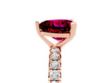 Rose gold Heart Cut Garnet Pavé Solitaire Ring with Round Band and Prong Setting_29