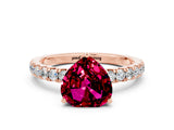 Rose gold Heart Cut Garnet Pave Band Solitaire Ring with Four-Prong Setting_24