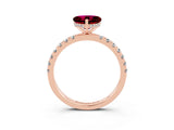 Rose gold Heart Cut Garnet Pave Band Solitaire Ring with Four-Prong Setting_27