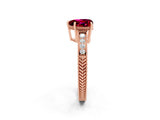 Rose gold Heart Cut Garnet Ring with Milgrain Pavé Band and Four-Prong Setting_14