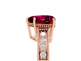 Rose gold Heart Cut Garnet Ring with Milgrain Pavé Band and Four-Prong Setting_17