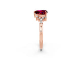Rose gold Heart Cut Garnet Ring with Side Stones and Four-Prong Setting_38