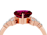 Rose gold Heart Cut Garnet Ring with Side Stones and Four-Prong Setting_40