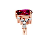 Rose gold Heart Cut Garnet Ring with Side Stones and Four-Prong Setting_41