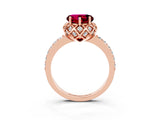 Rose gold Heart Cut Garnet Scalloped Halo Engagement Ring with Round Shared Prong Band_27