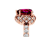Rose gold Heart Cut Garnet Scalloped Halo Engagement Ring with Round Shared Prong Band_29