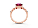 Rose gold Heart Cut Garnet Scattered Round Accent Ring with Prong Setting_15