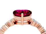 Rose gold Heart Cut Garnet Scattered Round Accent Ring with Prong Setting_16