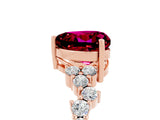 Rose gold Heart Cut Garnet Scattered Round Accent Ring with Prong Setting_17