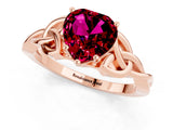 Rose gold Heart Cut Garnet Solitaire Celtic Knot Ring with Four-Prong Setting_13