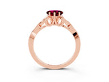Rose gold Heart Cut Garnet Solitaire Celtic Knot Ring with Four-Prong Setting_15