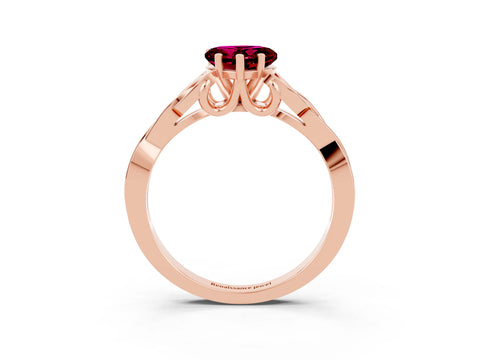 Rose gold Heart Cut Garnet Solitaire Celtic Knot Ring with Four-Prong Setting_15