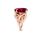 Rose gold Heart Cut Garnet Solitaire Celtic Knot Ring with Four-Prong Setting_17