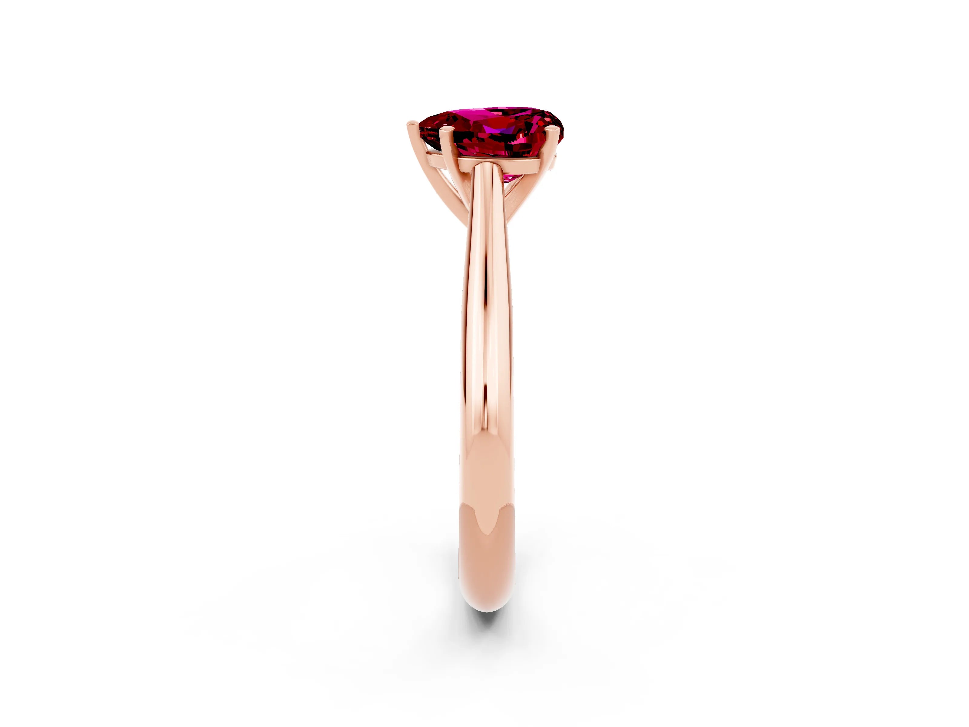 Rose gold Heart Cut Garnet Solitaire Engagement Ring with Cathedral Setting and Four-Prong Mount_14