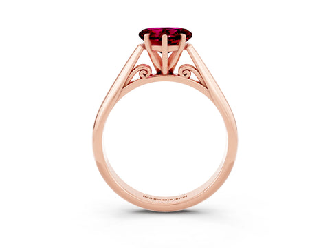 Rose gold Heart Cut Garnet Solitaire Engagement Ring with Cathedral Setting and Four-Prong Mount_15