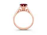 Rose gold Heart Cut Garnet Solitaire Engagement Ring with Cathedral Setting and Four-Prong Mount_27