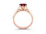 Rose gold Heart Cut Garnet Solitaire Engagement Ring with Cathedral Setting and Four-Prong Mount_33