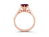 Rose gold Heart Cut Garnet Solitaire Engagement Ring with Cathedral Setting and Four-Prong Mount_69