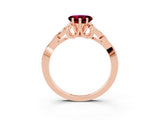 Rose gold Heart Cut Garnet Solitaire Engagement Ring with Celtic Knot Band and Four-Prong Setting_3