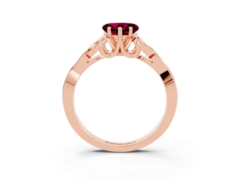 Rose gold Heart Cut Garnet Solitaire Engagement Ring with Celtic Knot Band and Four-Prong Setting_3