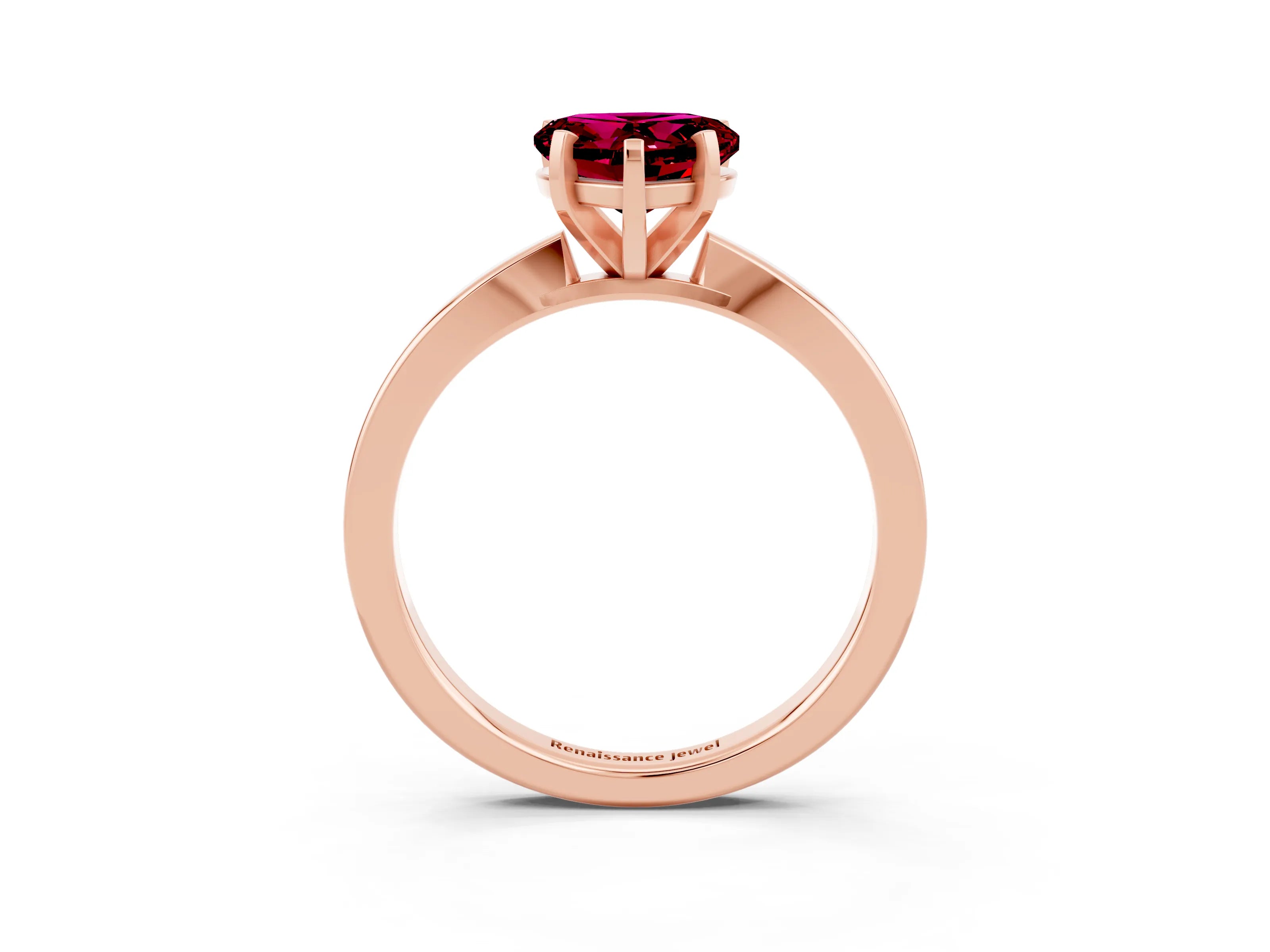 Rose gold Heart Cut Garnet Solitaire Engagement Ring with Classic Band and Four-Prong Setting_27