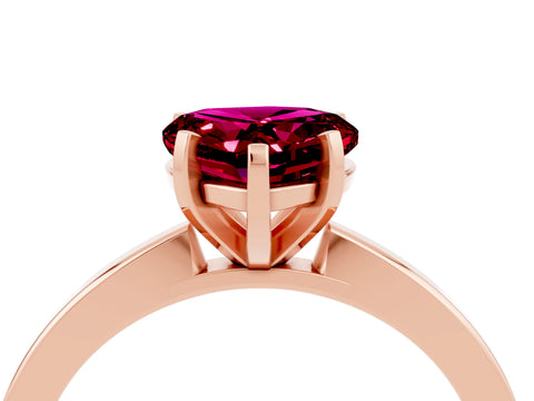 Rose gold Heart Cut Garnet Solitaire Engagement Ring with Classic Band and Four-Prong Setting_28