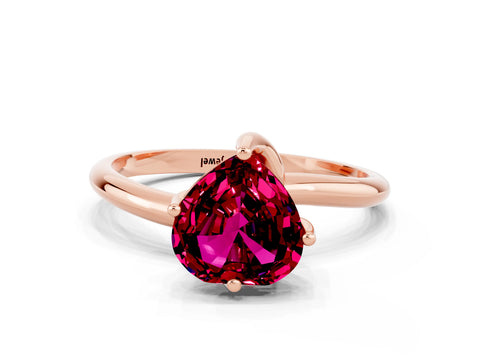 Rose gold Heart Cut Garnet Solitaire Engagement Ring with Four-Prong Setting and Classic Band_12