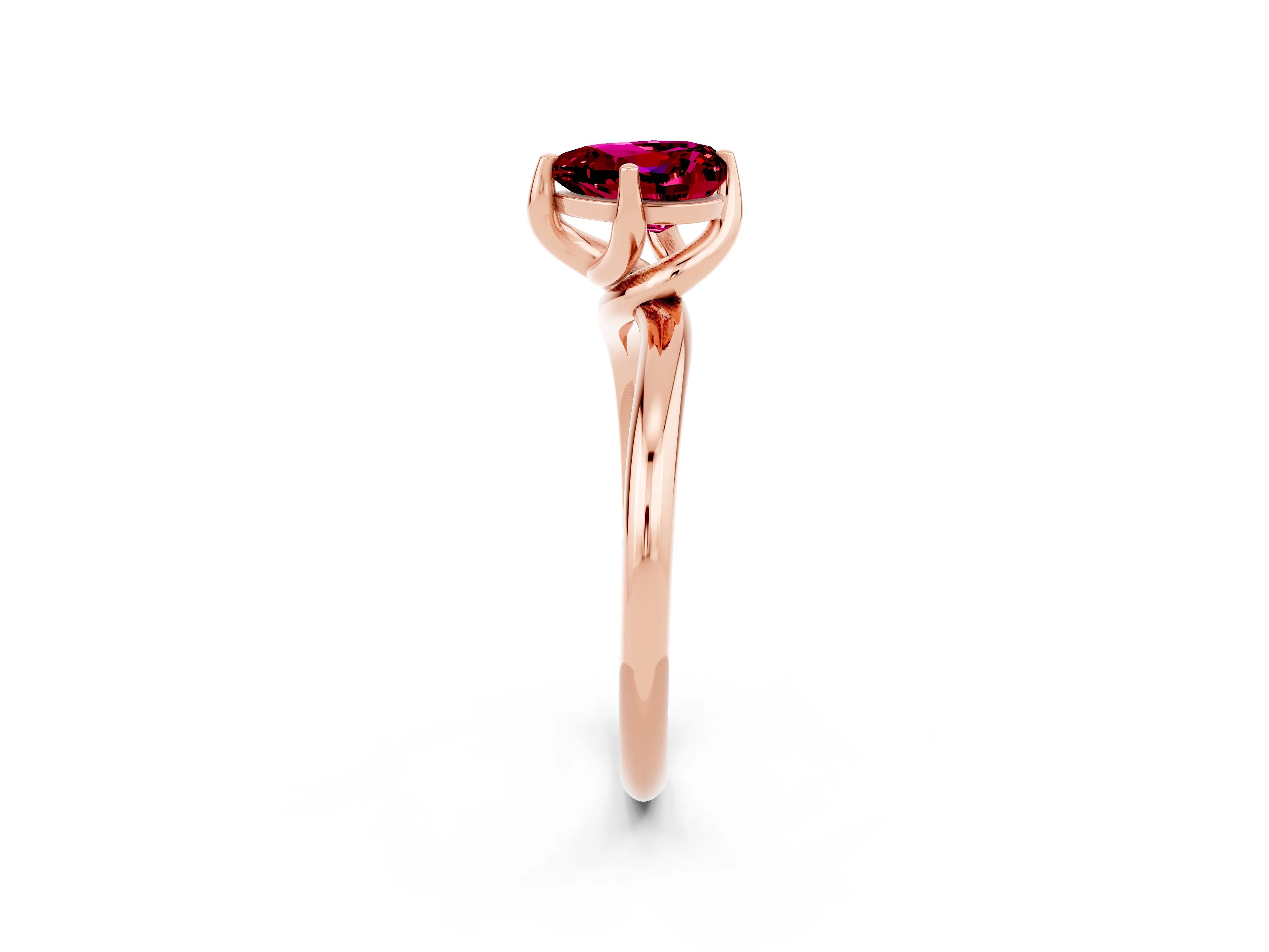 Rose gold Heart Cut Garnet Solitaire Engagement Ring with Four-Prong Setting and Classic Band_14