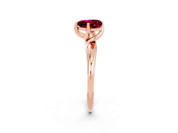 Rose gold Heart Cut Garnet Solitaire Engagement Ring with Four-Prong Setting and Classic Band