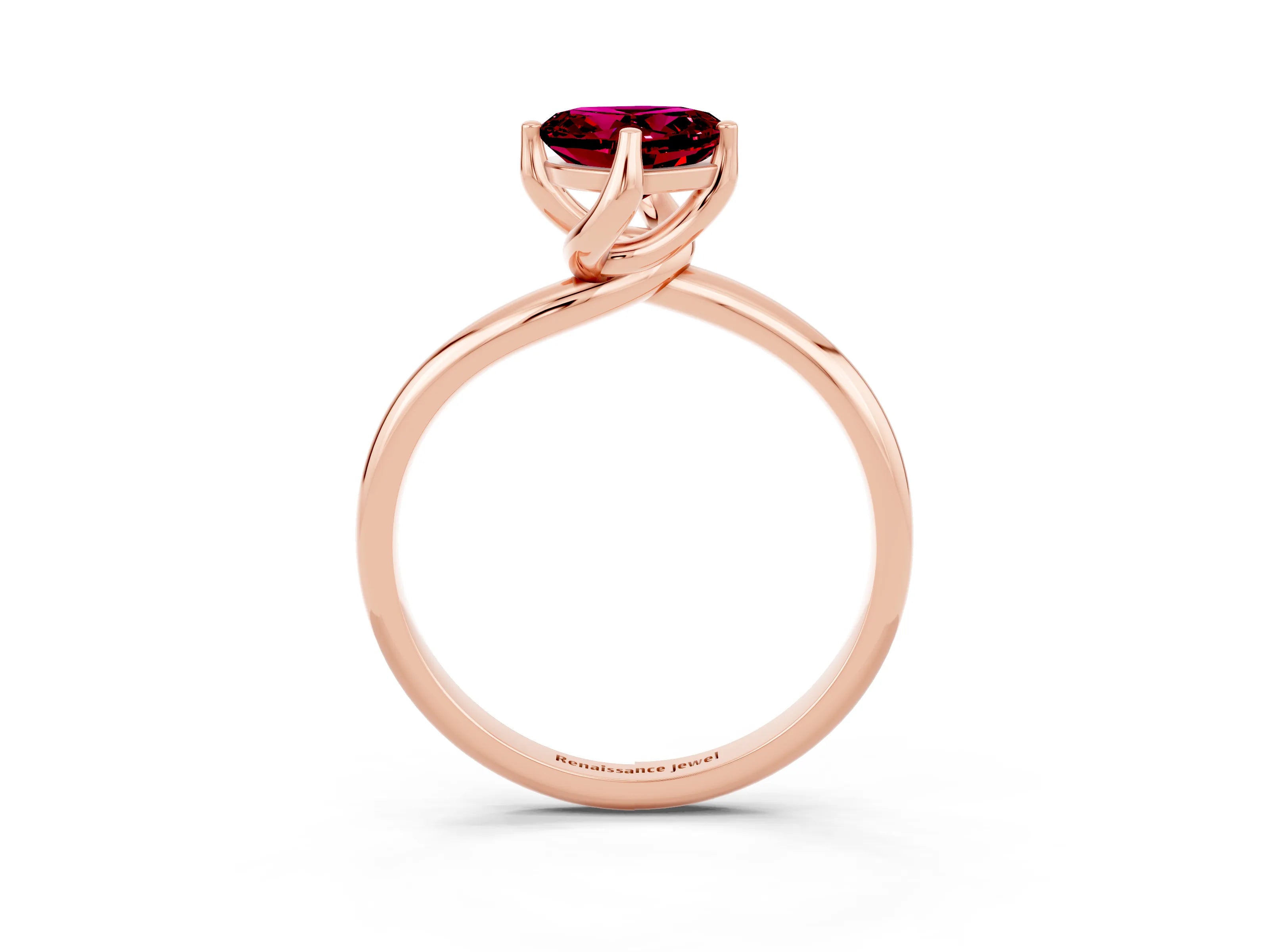 Rose gold Heart Cut Garnet Solitaire Engagement Ring with Four-Prong Setting and Classic Band_15