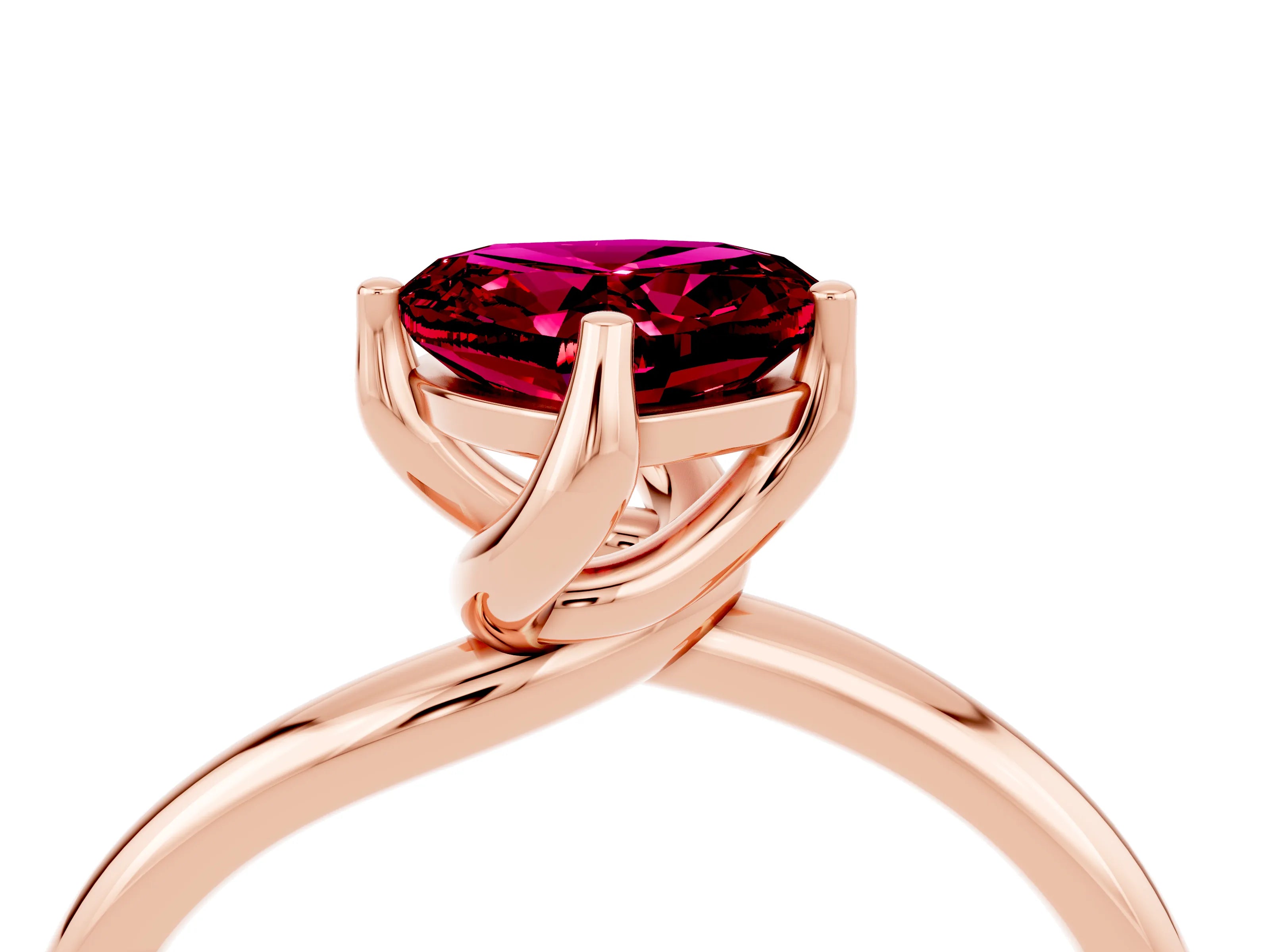Rose gold Heart Cut Garnet Solitaire Engagement Ring with Four-Prong Setting and Classic Band_16