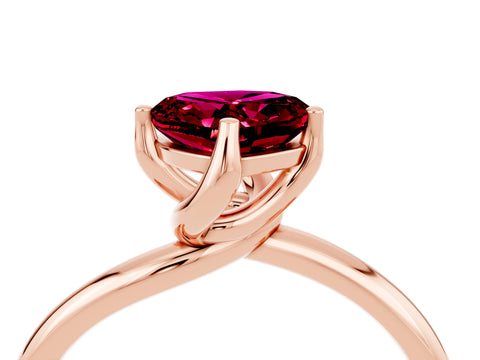 Rose gold Heart Cut Garnet Solitaire Engagement Ring with Four-Prong Setting and Classic Band_16