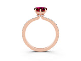 Rose gold Heart Cut Garnet Solitaire Engagement Ring with Pavé Band and Four-Prong Setting_3