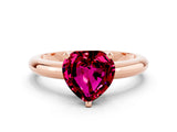 Rose gold Heart Cut Garnet Solitaire Engagement Ring with Round Band and Four-Prong Setting