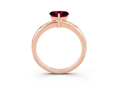 Rose gold Heart Cut Garnet Solitaire Engagement Ring with Round Band and Four-Prong Setting_3