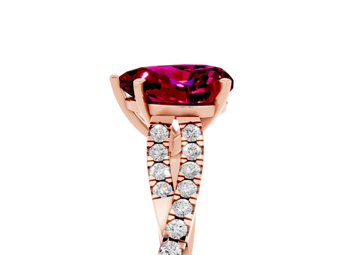Rose gold Heart Cut Garnet Solitaire Engagement Ring with Twisted Pavé Band and Four-Prong Setting_17