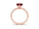Rose gold Heart Cut Garnet Solitaire Pavé Band with Four-Prong Setting_3