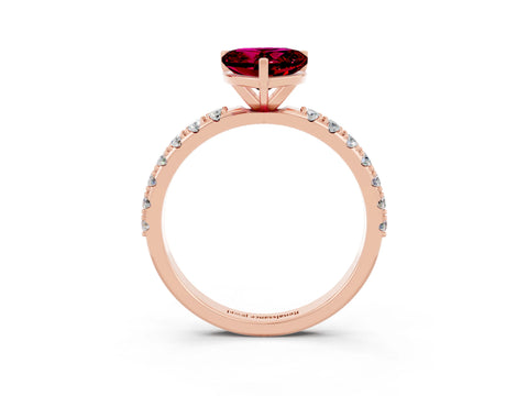 Rose gold Heart Cut Garnet Solitaire Pavé Band with Four-Prong Setting_3