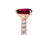 Rose gold Heart Cut Garnet Solitaire Pavé Band with Four-Prong Setting_5