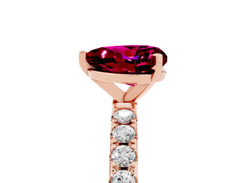 Rose gold Heart Cut Garnet Solitaire Pavé Band with Four-Prong Setting_5