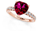 Rose gold Heart Cut Garnet Solitaire Pavé Engagement Ring with Round Band and Prong Setting_13